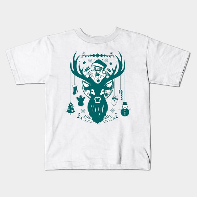 Reindeer antler | deer head green Kids T-Shirt by Jenniferkellyz